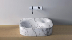 Белая раковина Сonvenienza из натурального мрамора Bianco Carrara ИТАЛИЯ 000005111 для ванной комнаты_1