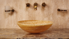 Желтая раковина Sfera из камня оникса Honey Onyx ИНДИЯ 001016111 для ванной комнаты_13
