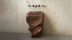 Каменная мойка Spirale из коричневого оникса Brown Honey ИНДИЯ 000081171 для ванной комнаты_1