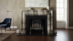 Декоративный портал для облицовки камина Lani из камня травертина Horizont Travertine 474147104_2 Каменный портал серого цвета для облицовки камина Lani M4 из травертина Horizont Travertine 474147104_2