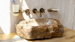 Каменная мойка Hector M142 из окаменелого дерева Petrified Brownwood ИНДОНЕЗИЯ 00709511142 для ванной_5