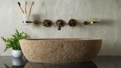 Раковина для ванной Piedra M380 из речного камня  Beige ИНДОНЕЗИЯ 00501111380_1
