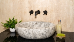 Серая раковина Cioto M2 из натурального мрамора Crystalo grey ИТАЛИЯ 936933112 для ванной комнаты_1