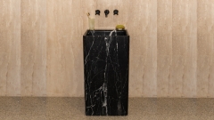 Черная раковина с пьедесталом Cubise M5 из натурального мрамора Nero Marquina ИСПАНИЯ 932018175 для  комнаты_2