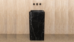 Мраморная раковина с пьедесталом Cubise M6 из черного камня Nero Marquina ИСПАНИЯ 932018176 для  комнаты_3