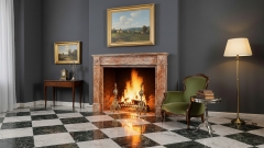 Мраморный портал для отделки камина Aglea из натурального камня Skyros Rosso 208152401_1 Каменный портал красного цвета для облицовки камина Aglea из мрамора Skyros Rosso 208152401_1