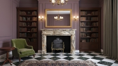 Каменный портал для облицовки камина Aglea из мрамора Blanc Dore 208143402_4 Мраморный портал белого цвета для отделки камина Aglea M2 из натурального камня Blanc Dore 208143402_4