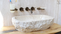 Мраморная раковина природной формы Hector P54 из бежевого камня Biscuit Stone колотая_1