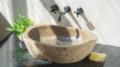 Раковина для ванной Piedra M492 из речного камня  Beige ИНДОНЕЗИЯ 00501111492_1