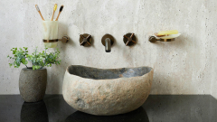 Мойка в ванную Piedra M438 из речного камня  Gris ИНДОНЕЗИЯ 00504511438_1