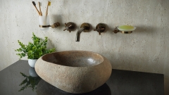 Раковина для ванной Piedra M384 из речного камня  Beige ИНДОНЕЗИЯ 00501111384_3