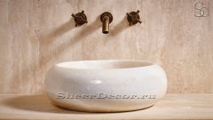 Мраморная раковина круглой формы Brina из белого камня Crystal White_1