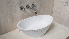 Каменная раковина овальной формы Levata из белого камня Bianco матовая_2