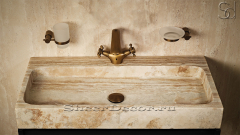 Бежевая раковина Estrato из камня травертина Classico Romano ТУРЦИЯ 034004011 для ванной комнаты_2