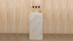 Белая раковина с пьедесталом Cubise M5 из натурального мрамора Bianco Carrara ИТАЛИЯ 932005175 для  комнаты_2