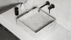 Белая раковина Diana из натурального мрамора Bianco Carrara ИТАЛИЯ 000005011 для ванной комнаты_1