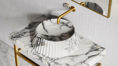 Белая раковина Lampada из натурального мрамора Statuarietto ИТАЛИЯ 000161811 для ванной комнаты_1