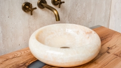 Каменная мойка Ronda M7 из бежевого оникса Beige Honey ИНДОНЕЗИЯ 003093117 для ванной комнаты_1
