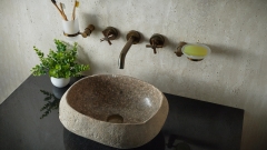 Мойка в ванную Piedra M386 из речного камня  Beige ИНДОНЕЗИЯ 00501111386_2