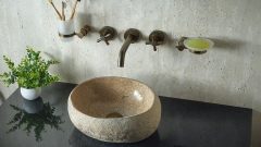 Раковина для ванной Piedra M387 из речного камня  Beige ИНДОНЕЗИЯ 00501111387_2