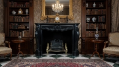 Мраморный портал для отделки камина Marissa из натурального камня Evenos Black 131117405_4 Каменный портал черного цвета для облицовки камина Marissa M5 из мрамора Evenos Black 131117405_4