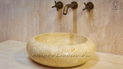 Мраморная раковина круглой формы Brina из желтого камня Galala Yellow_1