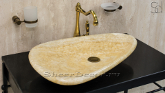 Желтая раковина Hepta из камня оникса Honey Onyx ИНДИЯ 165016111 для ванной комнаты_1