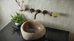 Раковина для ванной Piedra M389 из речного камня  Beige ИНДОНЕЗИЯ 00501111389_2