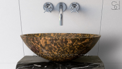 Коричневая раковина Sfera из натурального мрамора Orange Portoro ИНДИЯ 001075111 для ванной комнаты_2