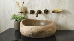 Раковина для ванной Piedra M427 из речного камня  Beige ИНДОНЕЗИЯ 00501111427_1