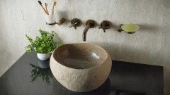 Мойка в ванную Piedra M390 из речного камня  Beige ИНДОНЕЗИЯ 00501111390_2