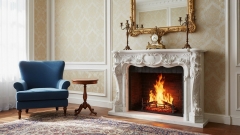 Каменный портал для облицовки камина Marissa из мрамора Bianco Extra 131111908_2 Мраморный портал белого цвета для отделки камина Marissa M8 из натурального камня Bianco Extra 131111908_2