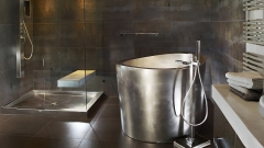 Бронзовая купель овальной формы Lema из бронзового металлов Chrome Bronze металлизированная_1