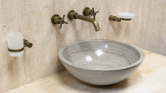 Мраморная раковина Sfera из коричневого камня Striato Eleganto ИНДИЯ 001098111 для ванной комнаты_1