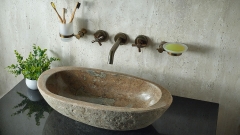Мойка в ванную Piedra M392 из речного камня  Beige ИНДОНЕЗИЯ 00501111392_2