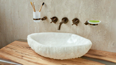 Каменная мойка Balena из белого оникса White Honey ИНДОНЕЗИЯ 373428311 для ванной комнаты_1