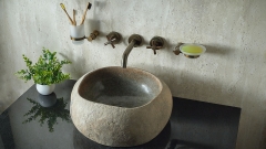 Раковина для ванной Piedra M569 из речного камня  Gris ИНДОНЕЗИЯ 00504511569_2