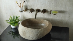 Раковина для ванной Piedra M394 из речного камня  Beige ИНДОНЕЗИЯ 00501111394_2