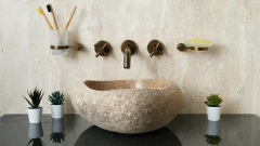 Раковина для ванной Piedra M340 из речного камня  Beige ИНДОНЕЗИЯ 00501111340_1