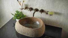 Мойка в ванную Piedra M395 из речного камня  Beige ИНДОНЕЗИЯ 00501111395_2