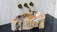 Каменная раковина природной формы Hector 6A из бежевого дерева Petrified Beigewood_1