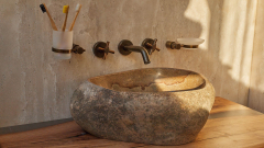 Мойка в ванную Piedra M272 из речного камня  Beige ИНДОНЕЗИЯ 00501111272_7
