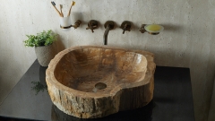 Бежевая раковина Hector M211 из дерева окаменелого дерева Petrified Beigewood ИНДОНЕЗИЯ 00790211211 для ванной комнаты_4