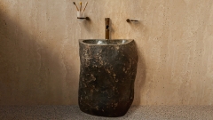 Раковина на ножке пьедестале Piedra M322 из речного камня  Gris ИНДОНЕЗИЯ 00504517322_3