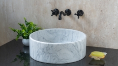 Белая раковина Kale M28 из натурального мрамора Bianco Carrara ИТАЛИЯ 0190051128 для ванной комнаты_1
