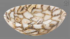 Каменная мойка Sfera из бежевого агата White Agate ИНДИЯ 001542111 для ванной комнаты_1