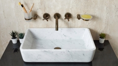 Мраморная раковина прямоугольной формы Palum Tono из белого камня Bianco Carrara_3