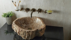 Бежевая раковина Hector M225 из дерева окаменелого дерева Petrified Beigewood ИНДОНЕЗИЯ 00790211225 для ванной комнаты_2