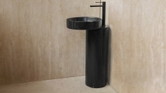 Мраморная раковина с пьедесталом Eccentrico M2 из черного камня Nero Marquina ИСПАНИЯ 898018072 для  комнаты_1