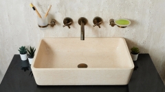 Мраморная раковина прямоугольной формы Palum Tono из бежевого камня Galala Beige_3